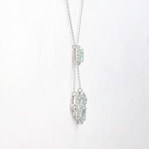 Collar con Colgante de Aguamarina Ovalada de 1.53 Ct, Cadena de Oro Blanco Sólido de 14k con Múltiples Diamantes en Halo, Collar para Mujer con Envío Rápido - Product Image 3