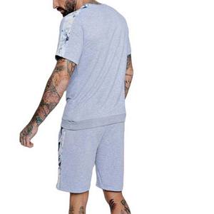 ชุดวอร์มผู้ชาย เสื้อยืดแขนสั้น กางเกงขาสั้น ผ้าฝ้าย 100% - Product Image 4