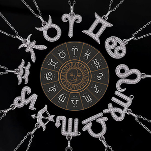 Collana RINNTIN SMN56 in Argento 925 con Moissanite Colore D VVS, Pendente dei Dodici <span class=keywords><strong>Segni</strong></span> <span class=keywords><strong>Zodiacali</strong></span> - Product Image 1