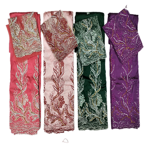 Nouveau design nigérian traditionnel mariage mariée George tissu bon prix Textile George emballages vêtements africains en vrac - Product Image 3