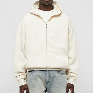 Sudadera con capucha y cremallera de gran tamaño con logotipo impreso personalizado al por mayor, cárdigan básico unisex para hombre, Sudadera con capucha y cremallera básica de algodón 100% para invierno - Product Image 4