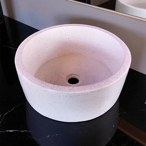 Lavabo de baño de terrazo de cemento blanco moderno hecho a mano, lavabo de encimera elegante, lavabo de hospital, apartamento, dormitorio, Villas - Product Image 2