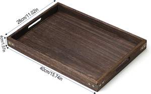 Bandeja de servicio rectangular de madera de calidad superior con pulido transparente Decoración de utensilios de cocina para el hogar multiusos a precio de cantidad a granel - Product Image 5