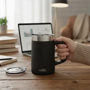 Tumbler in Acciaio Inossidabile Wallis, Tazza Termica 590 Ml Nero Opaco con Protezione Antispruzzo Scorrevole - Product Image 5