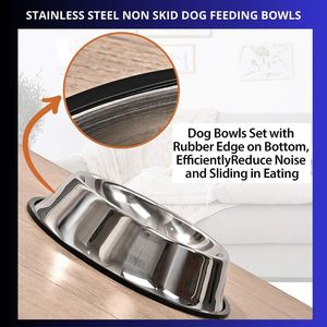 Özel Logo Metal köpek kedi kase Pet gıda su çanak besleme paslanmaz çelik kaymaz köpek kase geçirmez Skid büyük orta küçük köpek - Product Image 4