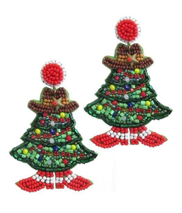 Boucles d'oreilles pendantes faites à la main de Noël Ho Ho Ho en perles de l'Inde pour les vacances par glowin fashion - Product Image 4