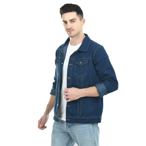 Conception personnalisée de haute qualité vestes en jean grande taille pour hommes saison d'hiver bouton respirant couverture d'hiver jean en coton lavé - Product Image 6