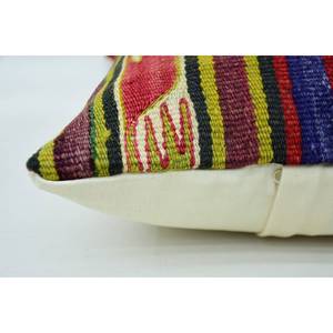 Cojín decorativo tejido de 16x24 pulgadas con patrón Vintage Multicolor Kantha Patchwork Wool - Product Image 4
