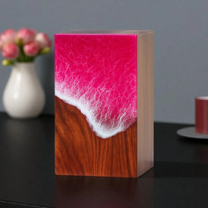 โกศเผาไม้และเรซินทำด้วยมือสีชมพูขี้เถ้ากล่องของชำร่วยสำหรับผู้ใหญ่ - Product Image 5