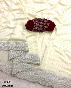 Exclusivo y Elegante Sari de Chifón Jarkhan & Siroski, Nuevo Diseño, Aspecto Exclusivo a Buen Precio - Product Image 3