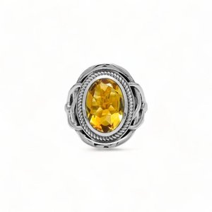แหวนเพชรซิทรีนธรรมชาติติด925เงินแท้ทันสมัยดีไซน์คลาสสิกสไตล์น่ารักสำหรับงานแต่งงานของผู้หญิงเด็กผู้หญิง - Product Image 3