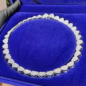 สร้อยคอเงินแท้ชุบแพลตตินั่มรูปหัวใจประดับเพชร สไตล์ฮิปฮอปสุดหรู - Product Image 1