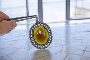 925 argent Sterling naturel jaune Tourmaline tranche à facettes coupe pierre diamant pendentif pierres précieuses fines pendentif bijoux - Product Image 2