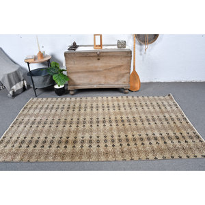 พรมขนสัตว์ตุรกีสีเบจ4.2 x 7.7ft คลาสสิกดีไซน์แบบเย็บปะติดปะต่อกันสำหรับเข้าห้องนั่งเล่นห้องนอนห้องโถงรูปสี่เหลี่ยมผืนผ้าทำจากน้ำยาง - Product Image 1