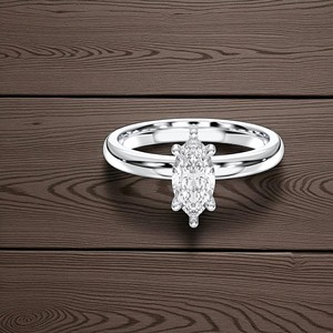 Marquise et coupe ronde 0.58 carats E-F/VVS-VS Moissanite diamant Prong Set Solitaire bague de fiançailles fabriquée en argent pour les femmes - Product Image 3