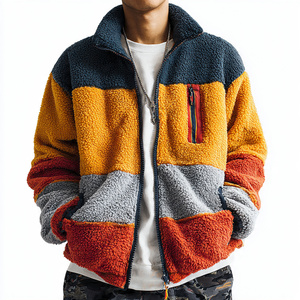 Winter Streetwear <b>Sherpa</b> Fleece <b>Jackets</b> <b>Men</b> Chest Pocket Polar Fleece Coat Sweater Tops <b>Men's</b> - Product Image 4