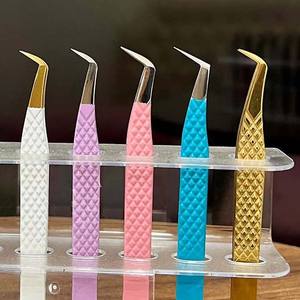 Logo personnalisé Pince à épiler à pointe en fibre Pince à épiler à pointe en fibre diamantée Pince à épiler à pointe en fibre or rose blanc noir - Product Image 3