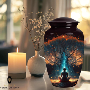 Urna de cremación de aluminio hecha a mano Meena recubierta grande (220 pulgadas cúbicas) y recuerdo (3 pulgadas cúbicas) tamaños urnas de cremación Premium - Product Image 6