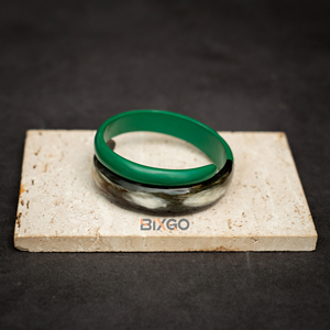 Eco Friendly Vietnam Handicraft Buffalo Horn Jewelry <b>Bracelets</b> for Women Jewelry Half-Lacquer Green Cuff - Product Image 4