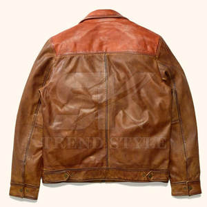 Chaqueta de Cuero para Hombre, Diseño de Dos Tonos, Estilo Premium, Prenda Exterior Moderna - Product Image 4