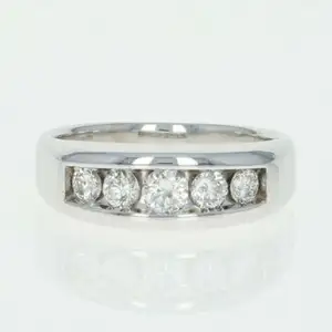 CZ diamond 925 Sterling Silver plated Men's Ring Round Cut 0.95Ct Wedding Band 14k White Gold Plated