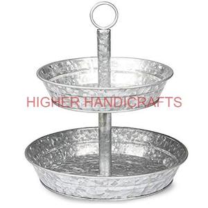 Tray with <b>Copper</b> <b>Strip</b> Galvanized Tray Farmhouse Decorative Serving Tray Iron Centerpiece Storage Tray Kitchenware Wholesale - Product Image 3
