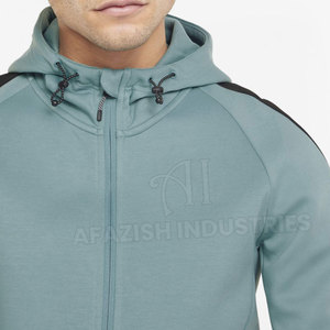 Sweat à capuche zippé personnalisé avec logo pour homme, en molleton de coton et polyester de haute qualité, coupe-vent et respirant, OEM sur mesure - Product Image 6