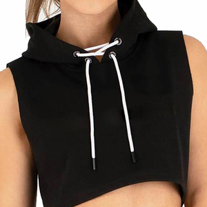 Logotipo personalizado Gimnasio Entrenamiento Correr Señoras Sexy Crop Hoodies Nueva moda Casual Mujeres Crop Sin mangas Pullover Hoodie - Product Image 6