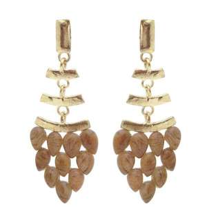 Kriaa Trendy Beads Boucles d'oreilles pendantes plaquées or 1301124-Pendentif religieux en forme de cloche pour les fêtes Zircon Pearl Diamond - Product Image 1