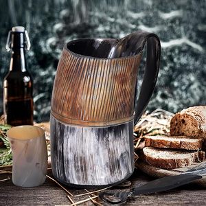 Edición especial Medieval Elegante Amor Cuerno decorativo Jarra Original Vikingo Taza pulida Navidad Mano Artesanías naturales - Product Image 2