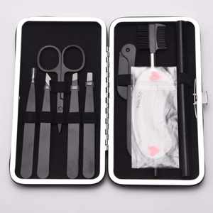 ชุดกันคิ้วขนตาสแตนเลสแบบพับได้แบบพกพาสำหรับผู้หญิงรวมถึงแหนบมีดโกนสำหรับแต่งหน้า - Product Image 6