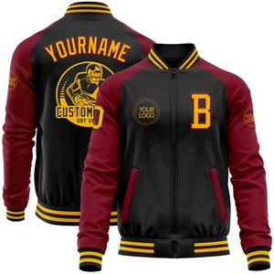 Custom Black Gold-Crimson Bomber Varsity Letterman dos tonos cremallera chaqueta cortavientos Streetwear vintage hombres Varsity Jacket - Product Image 1