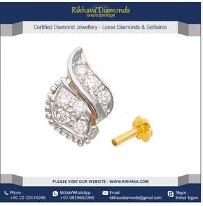 Luxury And Affordable Yellow Gold Screw <b>Nose</b> <b>Pin</b> Set Rikhava Diamond for Women Fashion Jewelry At Best Price - Product Image 6