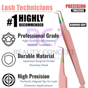Light Pink Color Use in Salon for Personal Care Use Stainless Steel Grafted Eyelash Extension Tweezers - Product Image 3