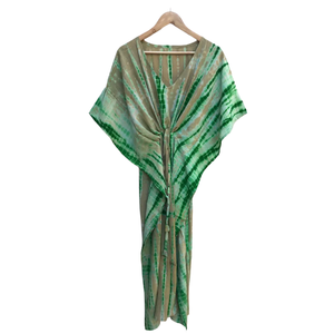 Tie Dye Sari Floral Crepe Silk Kaftan Women Beach <b>Cover</b> <b>Up</b> Wholesale Market for Best Price - Product Image 1