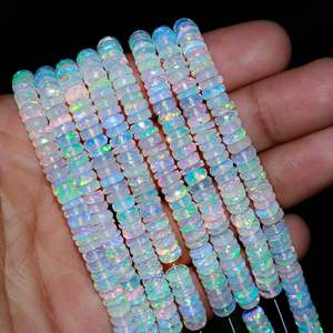 Perle d'opale naturelle d'Éthiopie, facettée, forme Rondelle, Cœur, Ovale, Cabochon, haute qualité 5-6mm, pour accessoires de bijouterie, certifiée IGI - Product Image 3