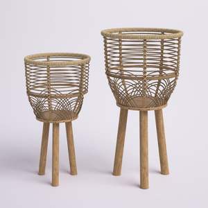 Jardinières en filet de rotin en fer faites à la main Design personnalisé Pots de fleurs d'intérieur et d'extérieur Jardinière à noyau décoratif - Product Image 4