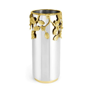 Vase à fleurs exclusif en acier inoxydable avec design floral en laiton doré Iris pour décor d'hôtel artisanat élégant en métal poli - Product Image 3