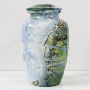Fabricant d'urne de crémation Fabriquée à la main avec motif en marbre urnes de crémation pour cendres humaines urnes de cendres en laiton pour cendres funéraires - Product Image 1