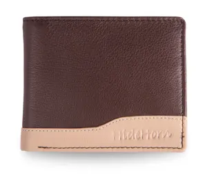 Premium Quality Bi-Fold Brown Beige Genuine Leather Men's RFID protected Cash Card Designer Wallet Custom Logo