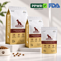 Sacs d'emballage pour aliments pour animaux de compagnie, fond plat, refermables, avec fermeture éclair, impression personnalisée, 10 kg, 20 kg