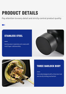 Ensemble de poignées de <span class=keywords><strong>porte</strong></span> carrées universelles en noir mat, en acier inoxydable, avec couvercle rectangulaire, serrure sphérique pour portes de salle de bain - Product Image 3