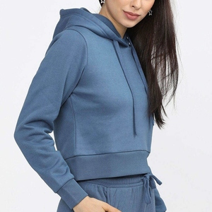 Sudaderas con capucha cortas con estilo para mujer, diseño moderno de longitud corta con cordón en la cintura, material suave cómodo, perfecto para emparejar - Product Image 2