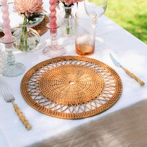 Manteles Individuales Redondos de Ratán Natural Tejidos a Mano, Manteles de Paja para Decoración de Comedor, Resistentes al Calor, Posavasos Boho y Decoración de Pared - Product Image 4