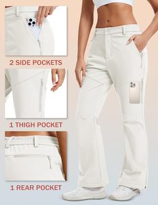Pantalones acampanados con forro polar para mujer, pantalones de esquí de nieve con aislamiento impermeable, cálidos para exteriores, invierno, senderismo, Softshell - Product Image 4