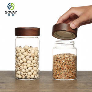 Frasco <span class=keywords><strong>de</strong></span> Vidrio <span class=keywords><strong>de</strong></span> Borosilicato Alto con <span class=keywords><strong>Tapa</strong></span> <span class=keywords><strong>de</strong></span> <span class=keywords><strong>Madera</strong></span> <span class=keywords><strong>de</strong></span> Acacia <span class=keywords><strong>de</strong></span> 100 ml, 150 ml, 200 ml, 220 ml, 250 ml, 350 ml, Frasco <span class=keywords><strong>de</strong></span> Vidrio Sellado con <span class=keywords><strong>Tapa</strong></span> a Prueba <span class=keywords><strong>de</strong></span> Humedad - Product Image 3