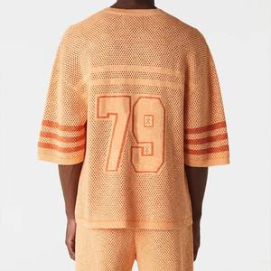 เสื้ออเมริกันฟุตบอลผ้าตาข่ายแขนสั้นสำหรับผู้ชายผ้าคอตตอนพิมพ์ลายสกรีนผ้าไหม - Product Image 4