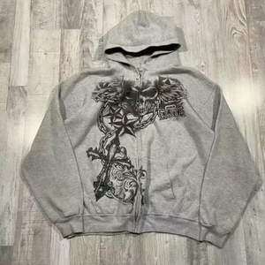 Sweat à capuche zippé brodé sur mesure de qualité supérieure avec étiquette de taille personnalisée 450 GSM sweat à capuche surdimensionné pour hommes Services OEM - Product Image 4