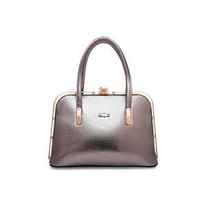 <b>Grey</b> P35839 Leather <b>Handbag</b> for Girls Stylish Casual Tote Two Straps Flap Closure Pearl Chain Leather Lining Fancy Print Chain - Product Image 3
