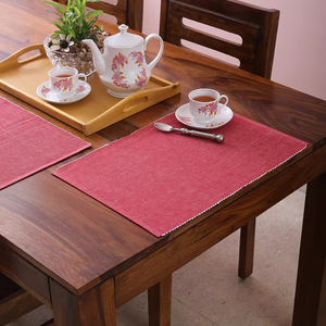Mantel Individual de mesa de comedor de polialgodón rojo de lujo moderno tejido de lino RIB cuadrado patrón sólido hogar cocina al aire libre hoteles bodas - Product Image 2